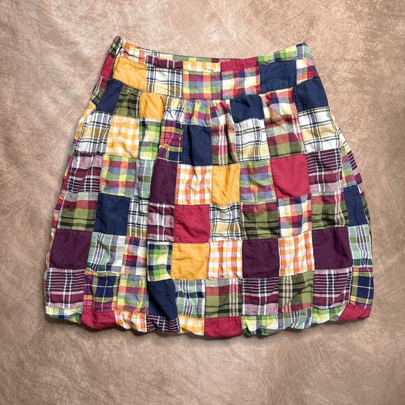 American Eagle Madras Bubble Skirt Patchwork Multicolor Midi Women's 4 School - Picture 2 of 6